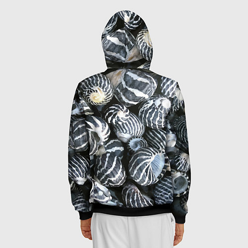 Мужская толстовка на молнии Паттерн из океанских ракушек / 3D-Черный – фото 4