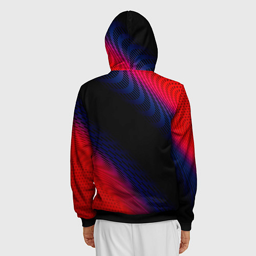 Мужская толстовка на молнии Chevrolet красный карбон / 3D-Черный – фото 4