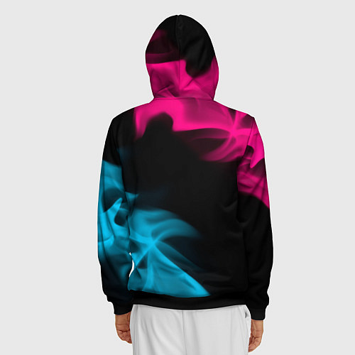 Мужская толстовка на молнии Exeed - neon gradient: символ и надпись вертикальн / 3D-Черный – фото 4