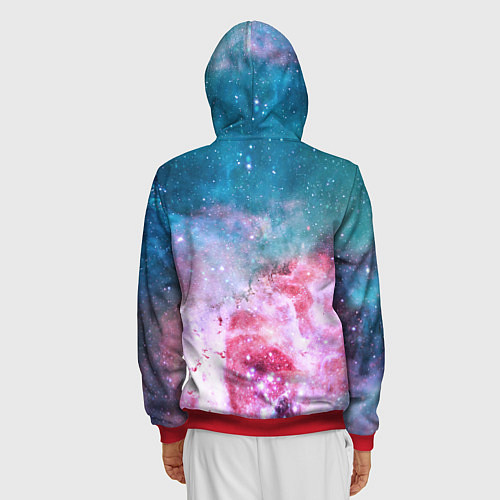 Мужская толстовка на молнии Вспыхнувший космос / 3D-Красный – фото 4