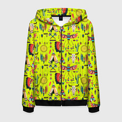 Толстовка 3D на молнии мужская National indian items, цвет: 3D-черный