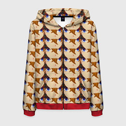 Толстовка 3D на молнии мужская Тарталья лицо МЕМ Genshin Impact, цвет: 3D-красный