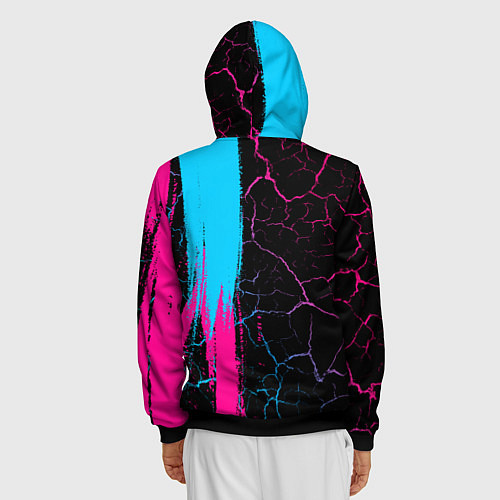 Мужская толстовка на молнии Porto - neon gradient: по-вертикали / 3D-Черный – фото 4