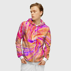 Толстовка 3D на молнии мужская Color swirls, цвет: 3D-белый — фото 2