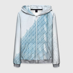 Толстовка 3D на молнии мужская Абстрактный стеклянный мир, цвет: 3D-меланж