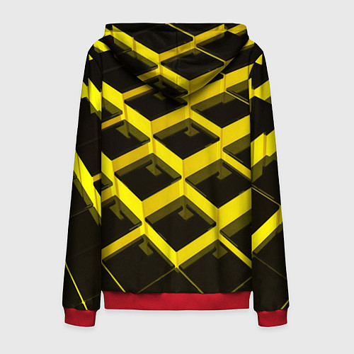 Мужская толстовка на молнии Желтые ступеньки / 3D-Красный – фото 2