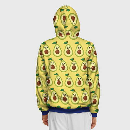 Мужская толстовка на молнии Авокадо Паттерн - Желтая версия / 3D-Синий – фото 4
