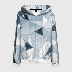 Толстовка 3D на молнии мужская Множество треугольников - Абстрактная броня, цвет: 3D-белый