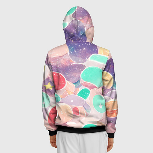 Мужская толстовка на молнии Яркие сказочные узоры / 3D-Черный – фото 4