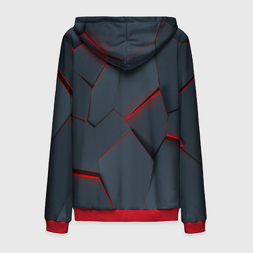 Мужская толстовка на молнии Геометрический узор треснутого асфальта / 3D-Красный – фото 2