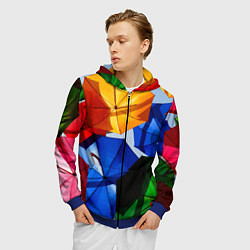 Толстовка 3D на молнии мужская Разноцветные зонтики, цвет: 3D-синий — фото 2