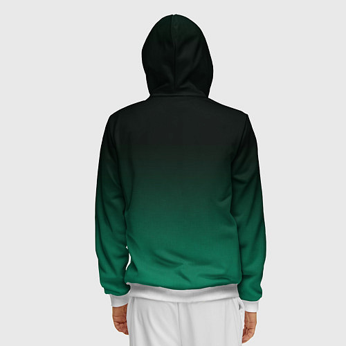 Мужская толстовка на молнии Черный и бирюзово - зеленый, текстурированный под / 3D-Белый – фото 4