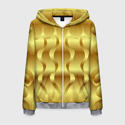 Толстовка 3D на молнии мужская Золото абстрактная графика, цвет: 3D-меланж