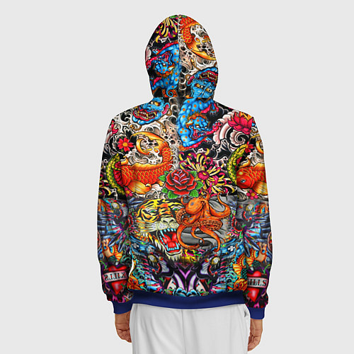Мужская толстовка на молнии Красочная иллюстрация / 3D-Синий – фото 4