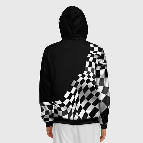 Мужская толстовка на молнии Land Rover racing flag / 3D-Черный – фото 4