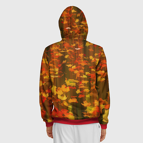 Мужская толстовка на молнии Осеннее золото / 3D-Красный – фото 4