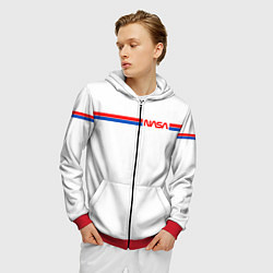 Толстовка 3D на молнии мужская Nasa - полосы, цвет: 3D-красный — фото 2