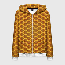 Толстовка 3D на молнии мужская Volumetric honeycombs, цвет: 3D-белый