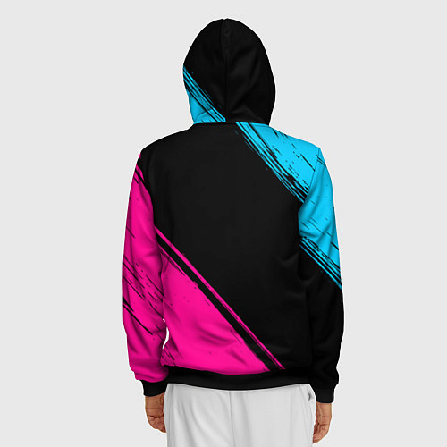 Мужская толстовка на молнии Bring Me the Horizon - neon gradient: надпись, сим / 3D-Черный – фото 4