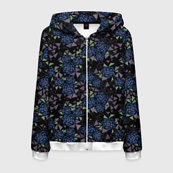 Толстовка 3D на молнии мужская Мозаичный геометрический узор Розы, цвет: 3D-белый