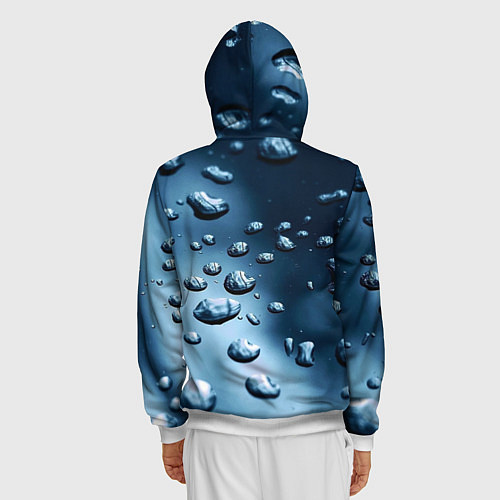 Мужская толстовка на молнии Капли воды на матовом стекле - текстура / 3D-Белый – фото 4