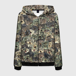 Толстовка 3D на молнии мужская Мануловый камуфляж, цвет: 3D-черный