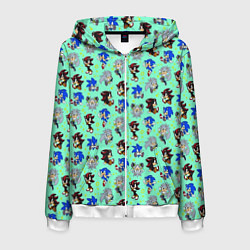 Толстовка 3D на молнии мужская Ежик Соник и его друзья, цвет: 3D-белый