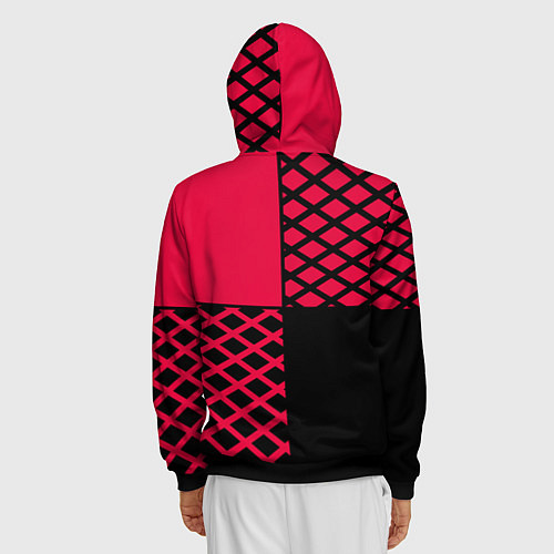 Мужская толстовка на молнии Черно-красный геометрический узор / 3D-Черный – фото 4