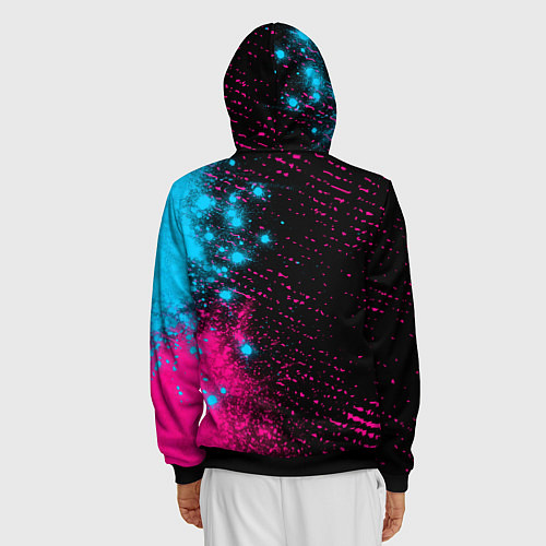 Мужская толстовка на молнии Juventus - neon gradient: по-вертикали / 3D-Черный – фото 4