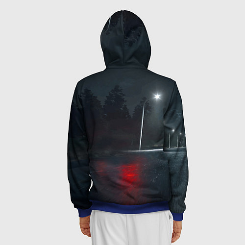 Мужская толстовка на молнии Крутая бэха на ночной трассе / 3D-Синий – фото 4