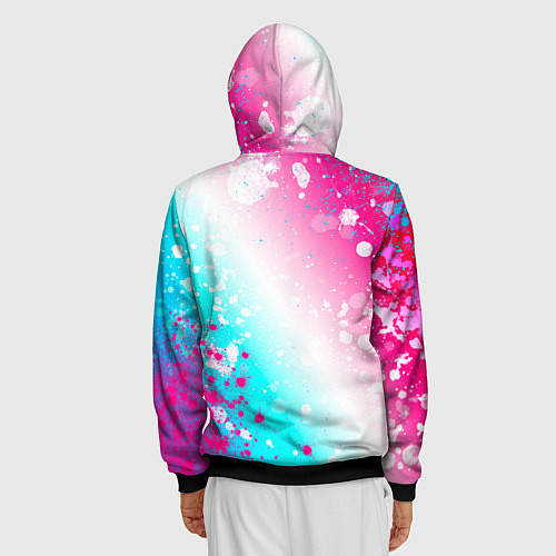 Мужская толстовка на молнии Nirvana neon gradient style: надпись, символ / 3D-Черный – фото 4