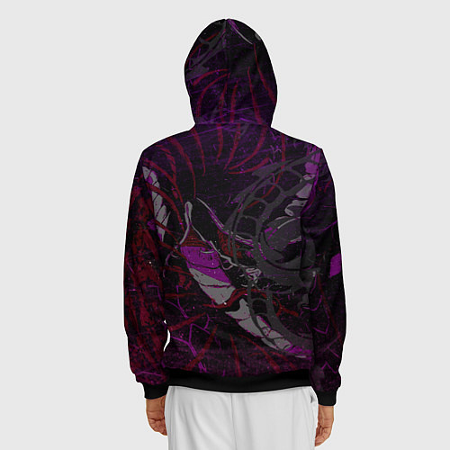 Мужская толстовка на молнии Неоновый дракон purple dragon / 3D-Черный – фото 4