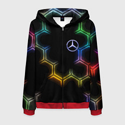 Мужская толстовка на молнии Mercedes - neon pattern