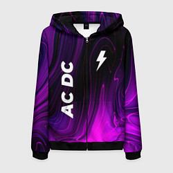 Толстовка 3D на молнии мужская AC DC violet plasma, цвет: 3D-черный
