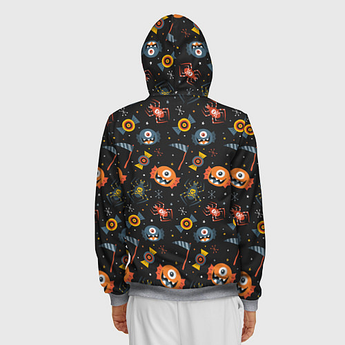 Мужская толстовка на молнии HALLOWEEN ХЭЛЛУИН / 3D-Меланж – фото 4
