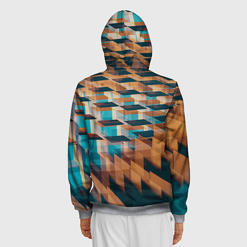 Мужская толстовка на молнии Абстрактное множество поверхностей разных цветов / 3D-Меланж – фото 4