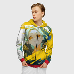 Толстовка 3D на молнии мужская Киберпанк: Бегущие по краю Ребекка, цвет: 3D-красный — фото 2