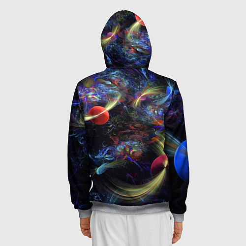 Мужская толстовка на молнии Abstract space composition / 3D-Меланж – фото 4