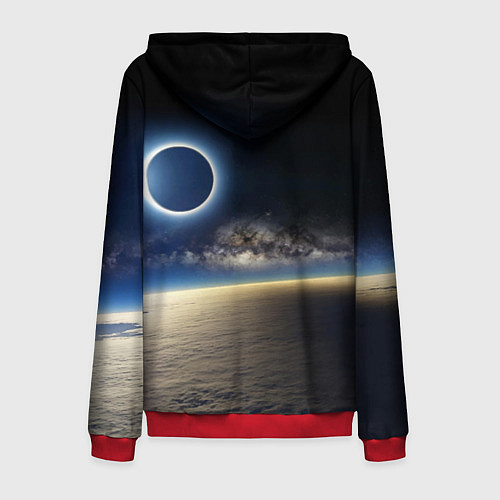 Мужская толстовка на молнии Солнечное затмение в открытом космосе / 3D-Красный – фото 2