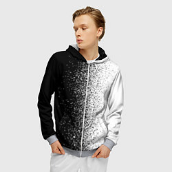 Толстовка 3D на молнии мужская Брызги красок - Черно-белый, цвет: 3D-меланж — фото 2