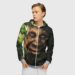 Толстовка 3D на молнии мужская Дерево с лицом мем Мудрое дерево, цвет: 3D-меланж — фото 2