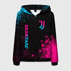 Мужская толстовка на молнии Juventus - neon gradient: надпись, символ
