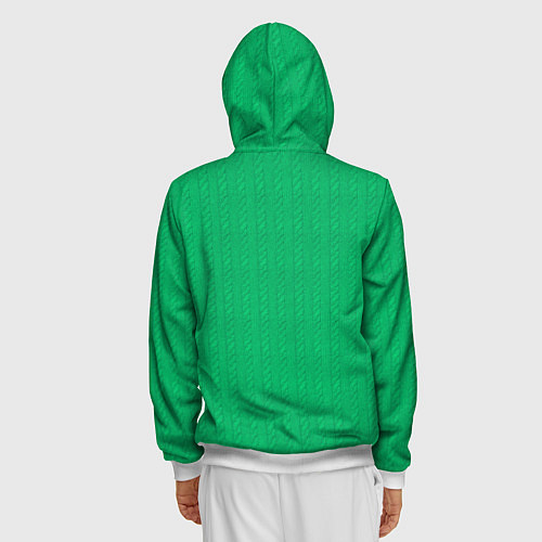 Мужская толстовка на молнии Зеленый вязаный свитер / 3D-Белый – фото 4