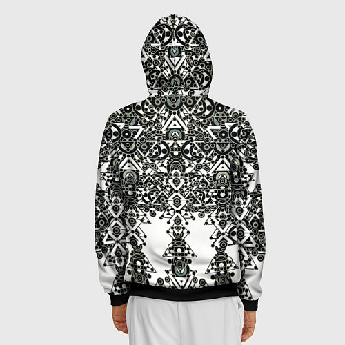 Мужская толстовка на молнии Треугольный шум / 3D-Черный – фото 4