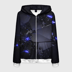 Толстовка 3D на молнии мужская Неоновые плиты, взрыв, цвет: 3D-белый