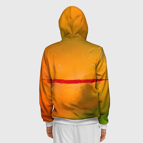 Мужская толстовка на молнии Оранжевый туман и красная краска / 3D-Белый – фото 4