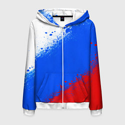 Толстовка 3D на молнии мужская Флаг России - триколор, цвет: 3D-белый