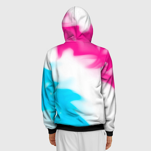 Мужская толстовка на молнии Fallout neon gradient style: надпись, символ / 3D-Черный – фото 4