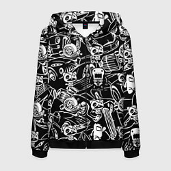 Толстовка 3D на молнии мужская JDM Pattern, цвет: 3D-черный