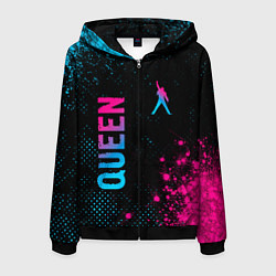 Мужская толстовка на молнии Queen - neon gradient: надпись, символ